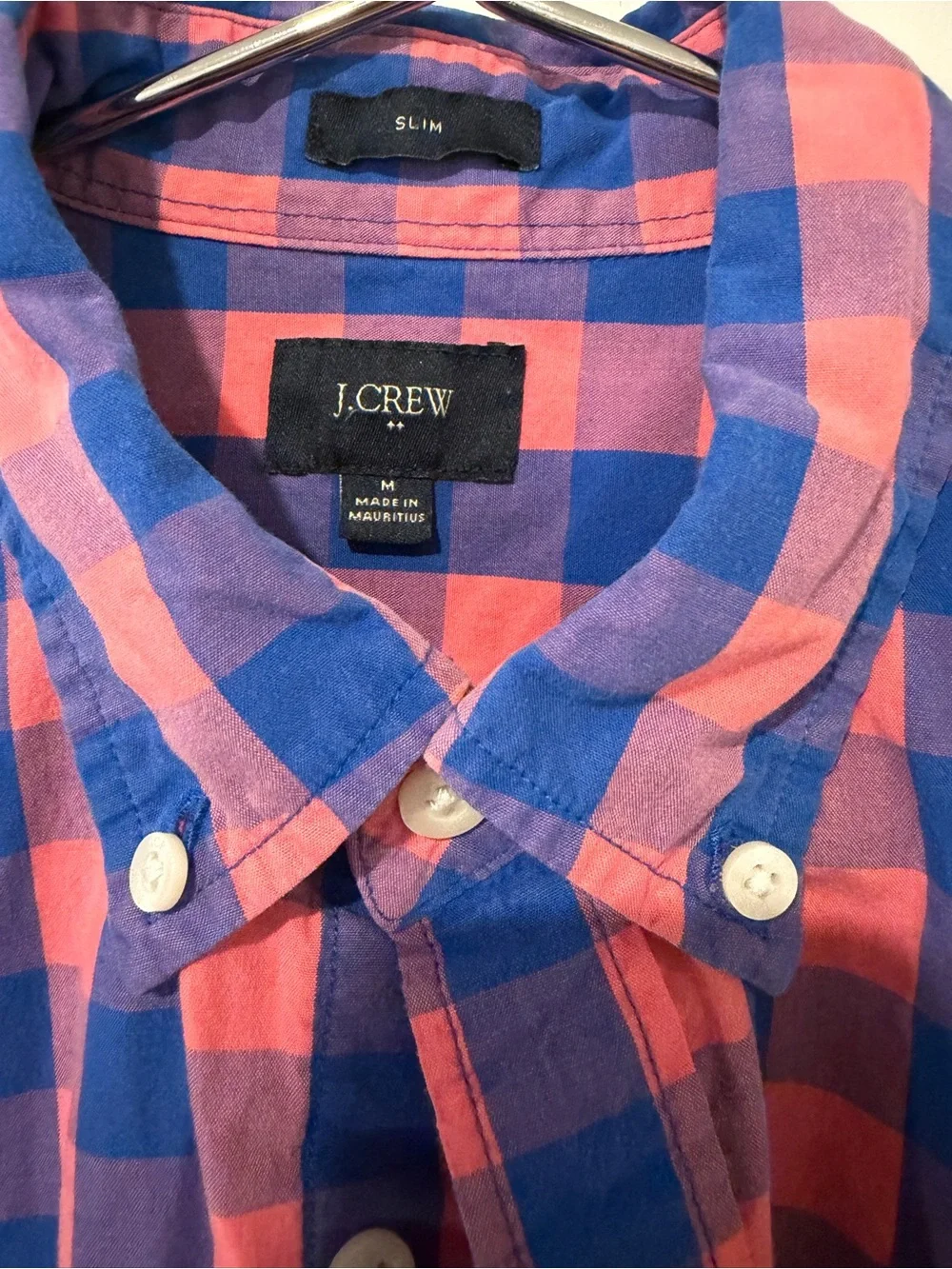 J. Crew Pink and Blue Gingham Button-Down Shirt
